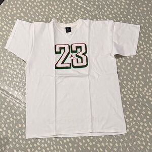 Jordan White Tee with Air Jordan Red and Green Logo